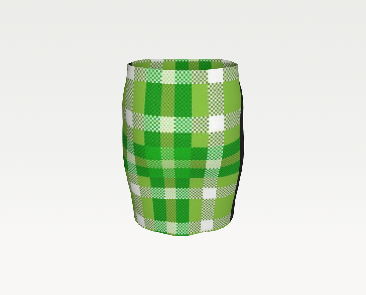 Green Plaid Fitted Knit Mini Skirt