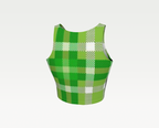 Green Plaid Fitted Knit Micro Crop Tank Top