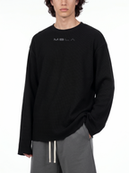 Raw Edge Waffle Knit Long Sleeve Shirt