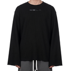 Raw Edge Waffle Knit Long Sleeve Shirt