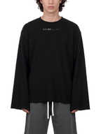 Raw Edge Waffle Knit Long Sleeve Shirt