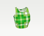Green Plaid Fitted Knit Micro Crop Tank Top