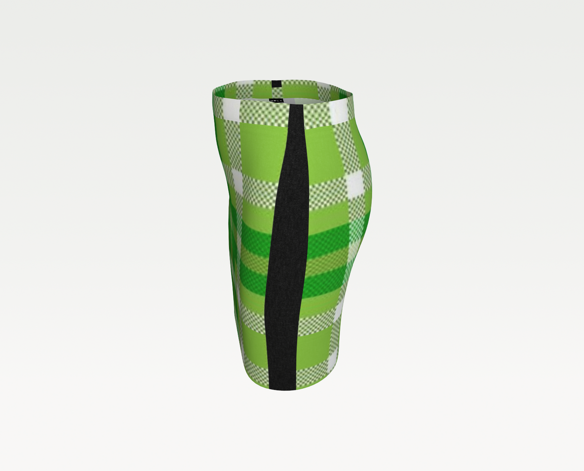 Green Plaid Fitted Knit Mini Skirt