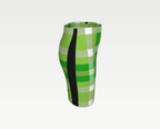 Green Plaid Fitted Knit Mini Skirt