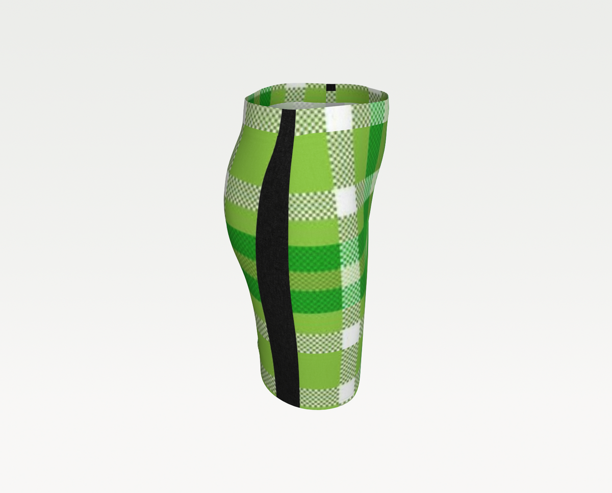 Green Plaid Fitted Knit Mini Skirt